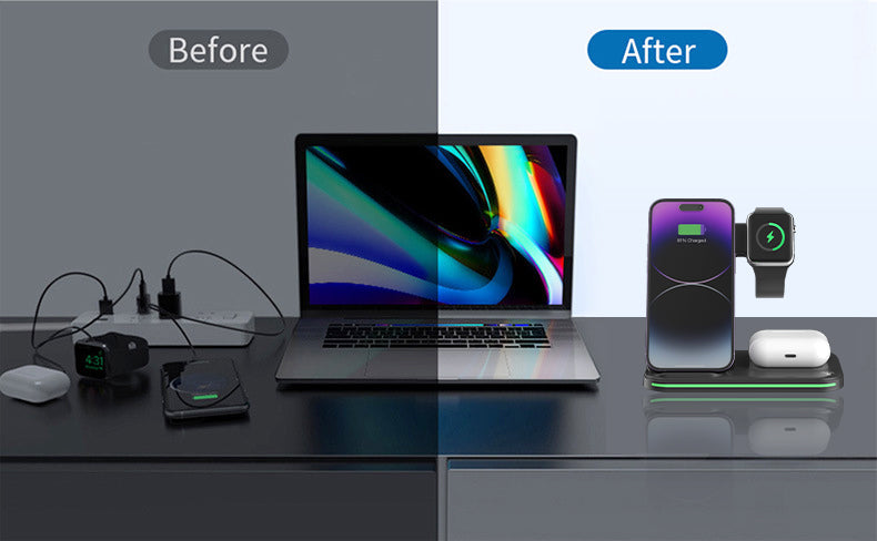 Wireless Charger 3 in 1, Foldable Wireless Charging Station for iPhone, iWatch and Airpods