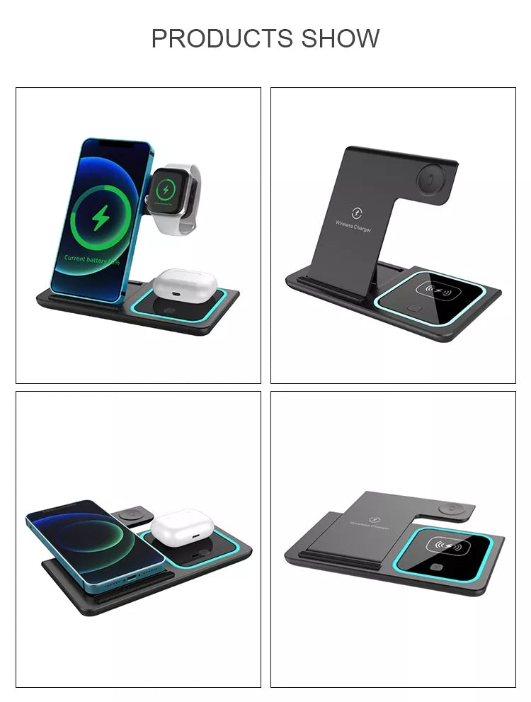 Wireless Charger 3 in 1, Foldable Wireless Charging Station for iPhone, iWatch and Airpods