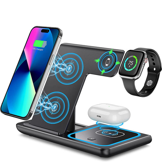 Wireless Charger 3 in 1, Foldable Wireless Charging Station for iPhone, iWatch and Airpods