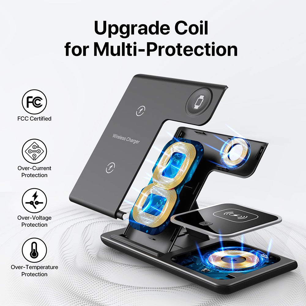 Wireless Charger 3 in 1, Foldable Wireless Charging Station for iPhone, iWatch and Airpods