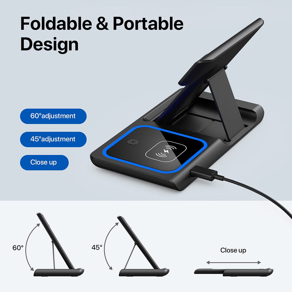 Wireless Charger 3 in 1, Foldable Wireless Charging Station for iPhone, iWatch and Airpods
