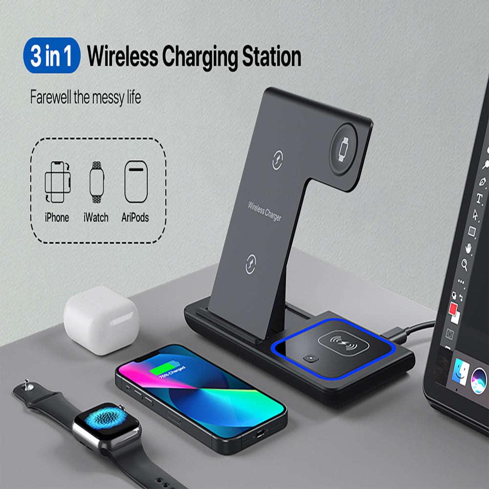 Wireless Charger 3 in 1, Foldable Wireless Charging Station for iPhone, iWatch and Airpods