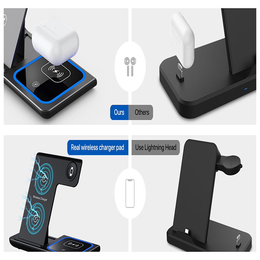 Wireless Charger 3 in 1, Foldable Wireless Charging Station for iPhone, iWatch and Airpods