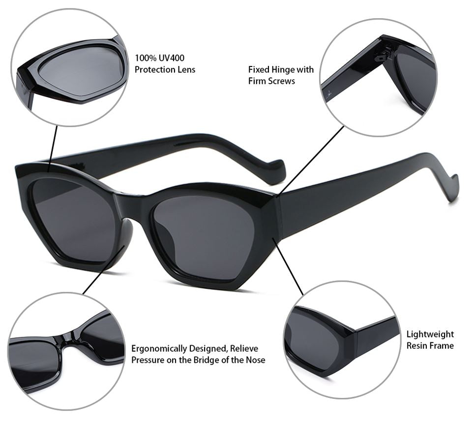 Lunettes de soleil œil-de-chat polygonales