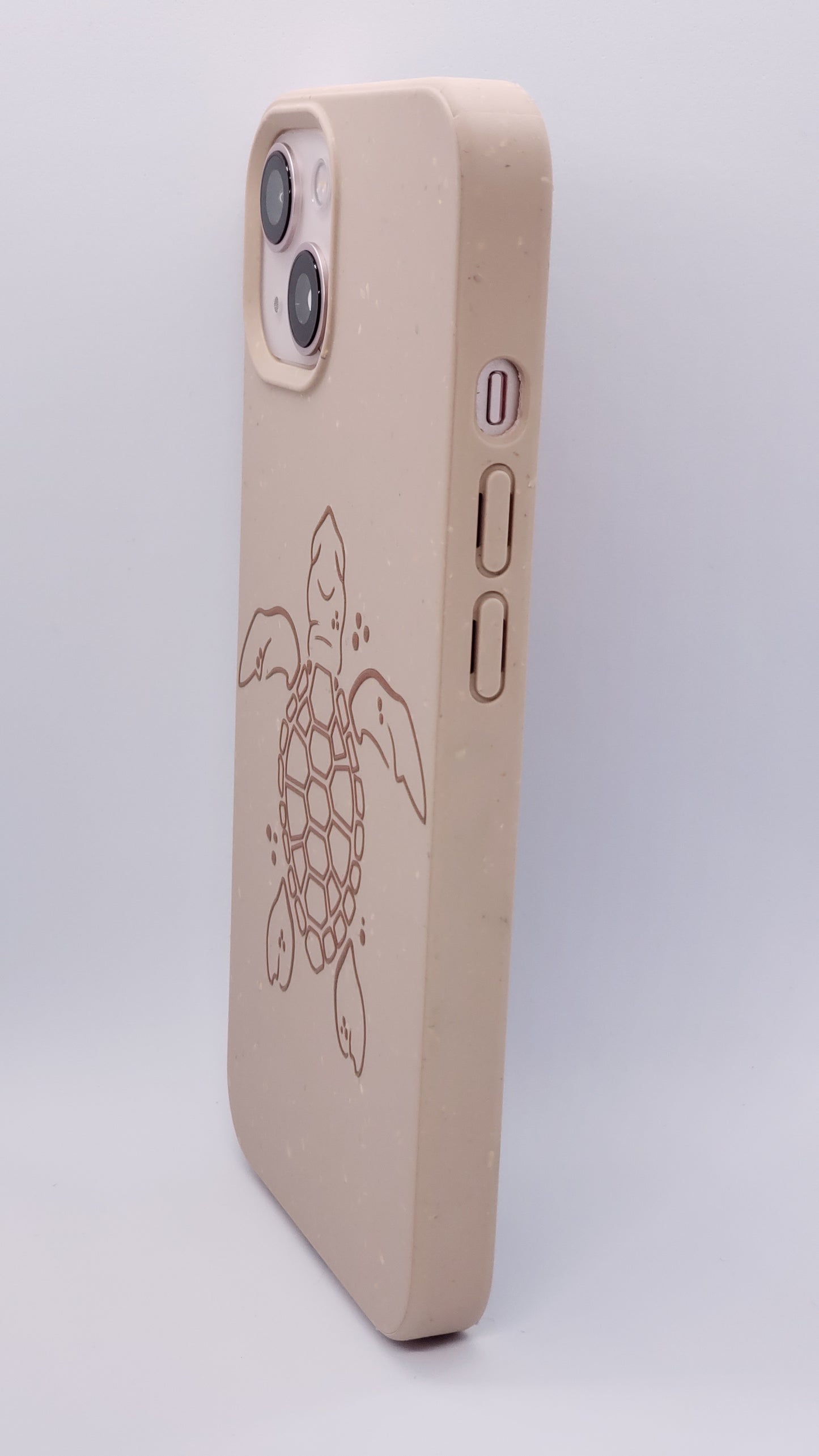 Coque iPhone compostable biodégradable tortue océan rose sable