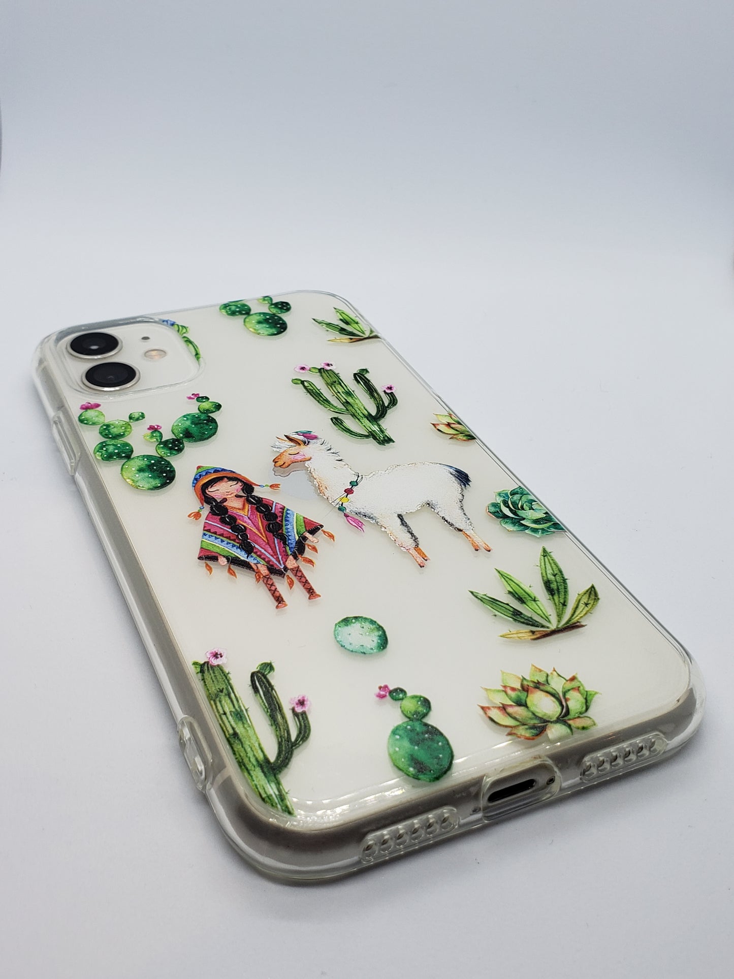 Cactus and Llama Clear Transparent Phone Case