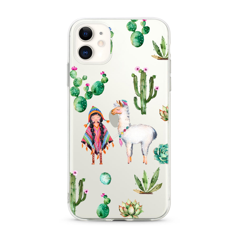Cactus and Llama Clear Transparent Phone Case