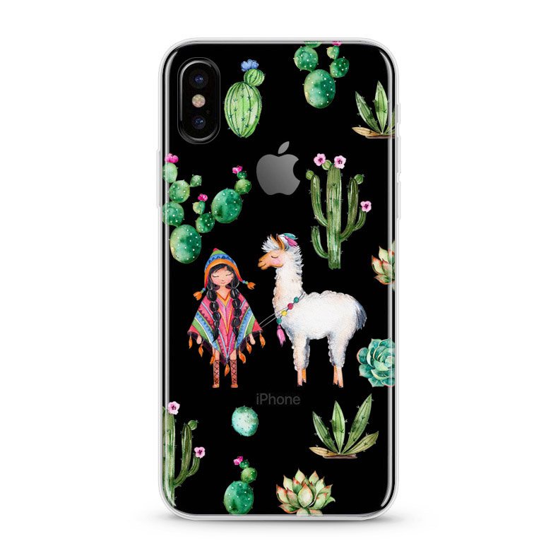 Cactus and Llama Clear Transparent Phone Case