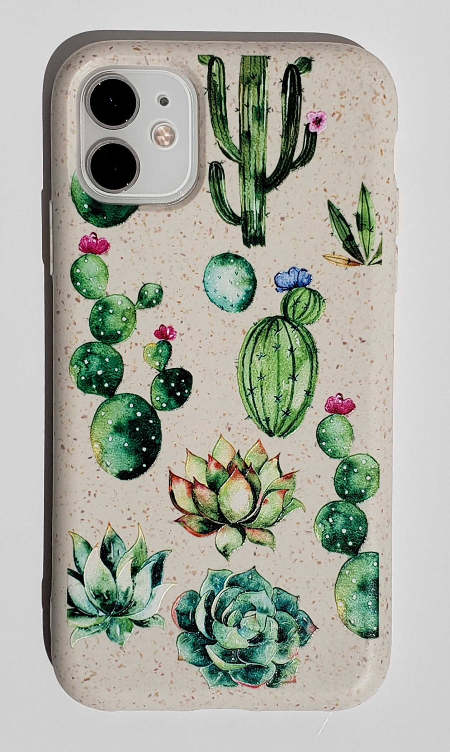 Coque iPhone biodégradable fleurs de cactus
