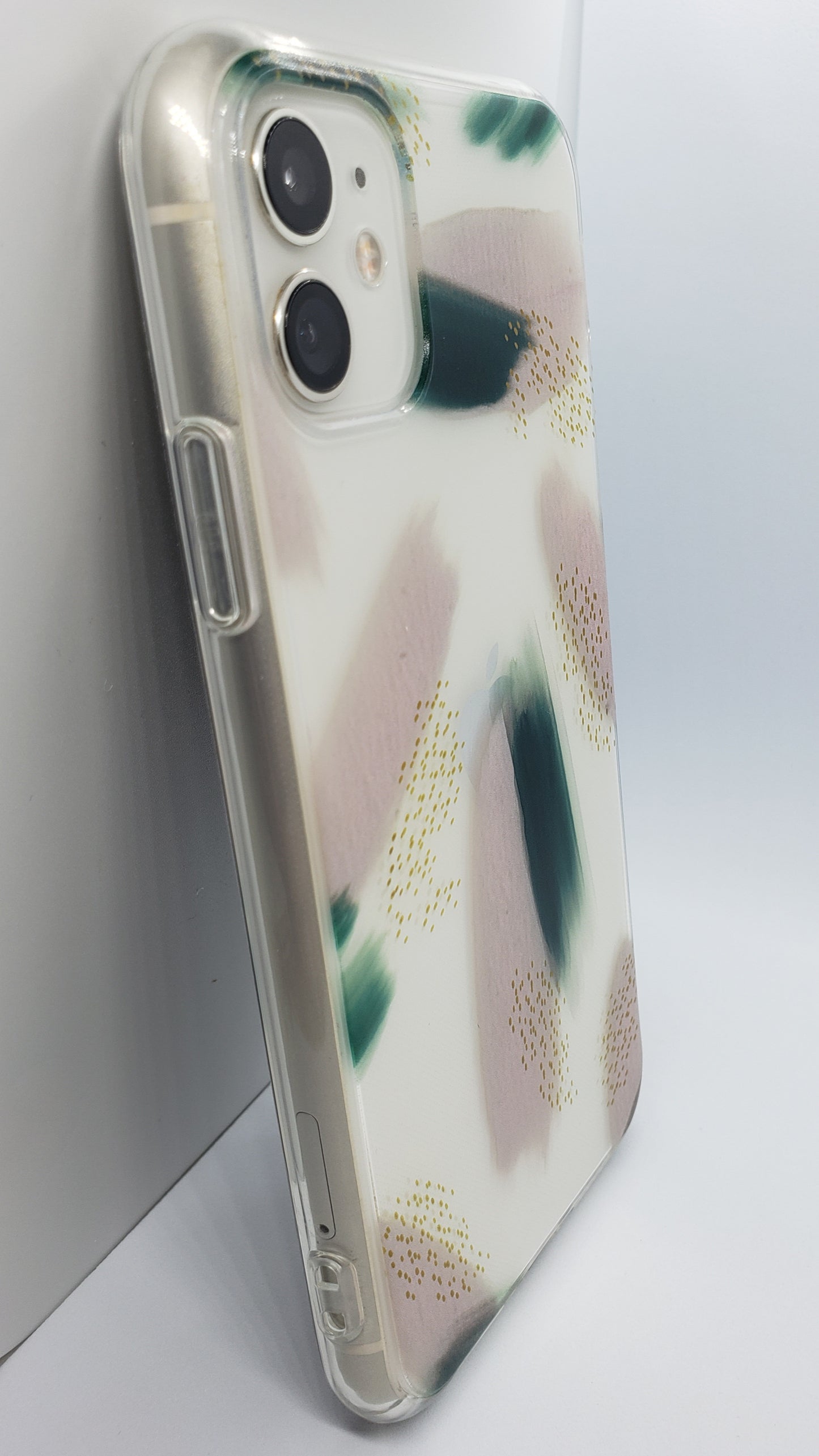 Coque iPhone transparente transparente verte abstraite