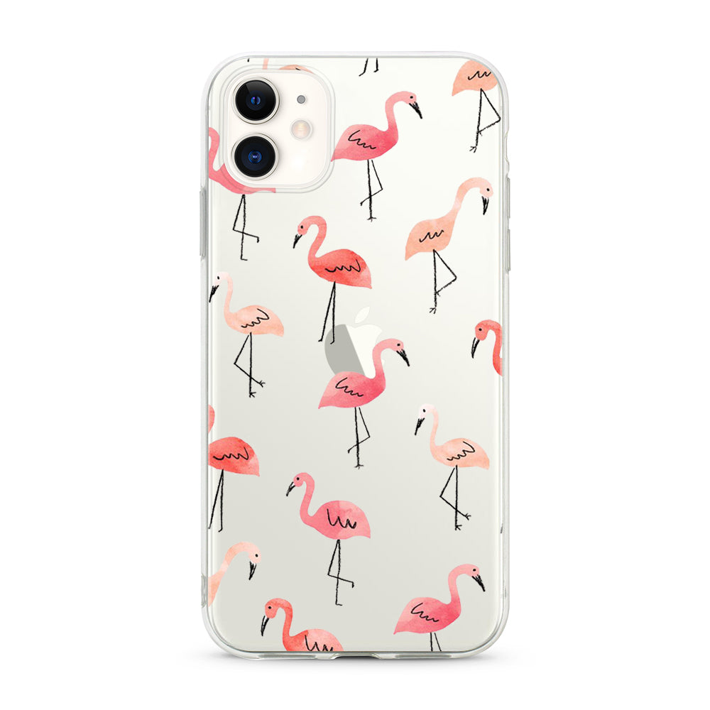Étui transparent transparent pour iPhone Flamingo Feast