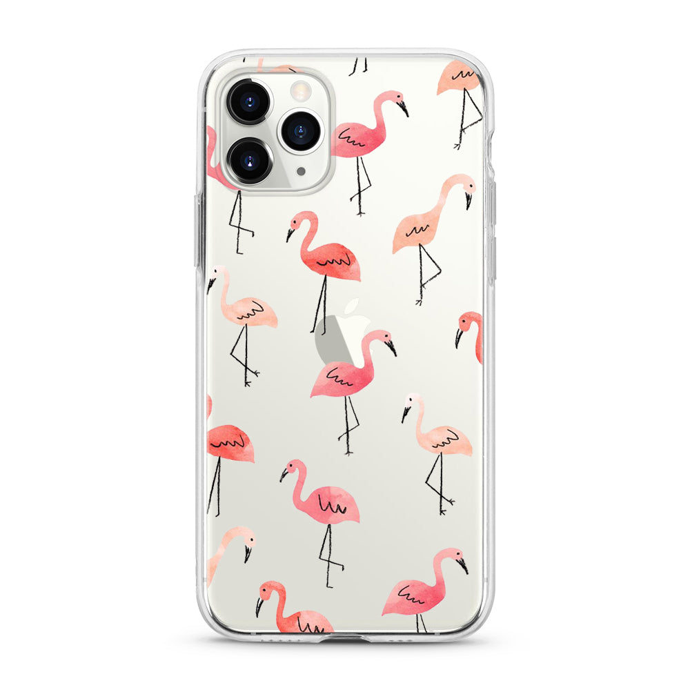 "Flamingo Feast" Clear iPhone Case