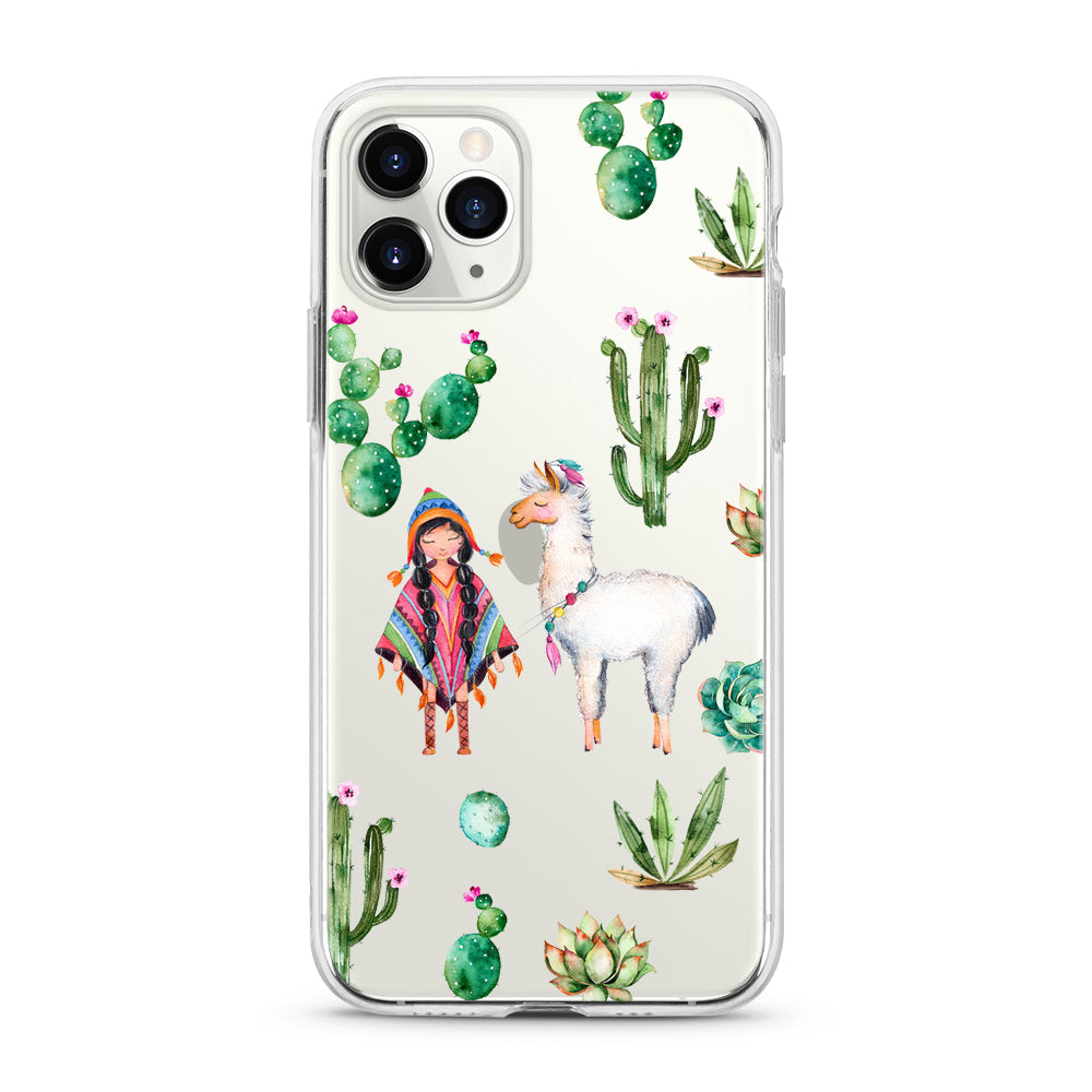 "Cactus and Llama" Clear iPhone Case