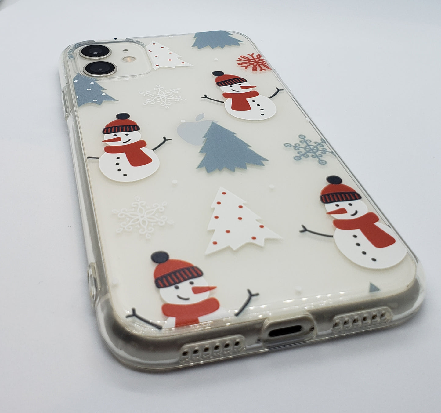 Funda transparente para iPhone Hombre de nieve navideño