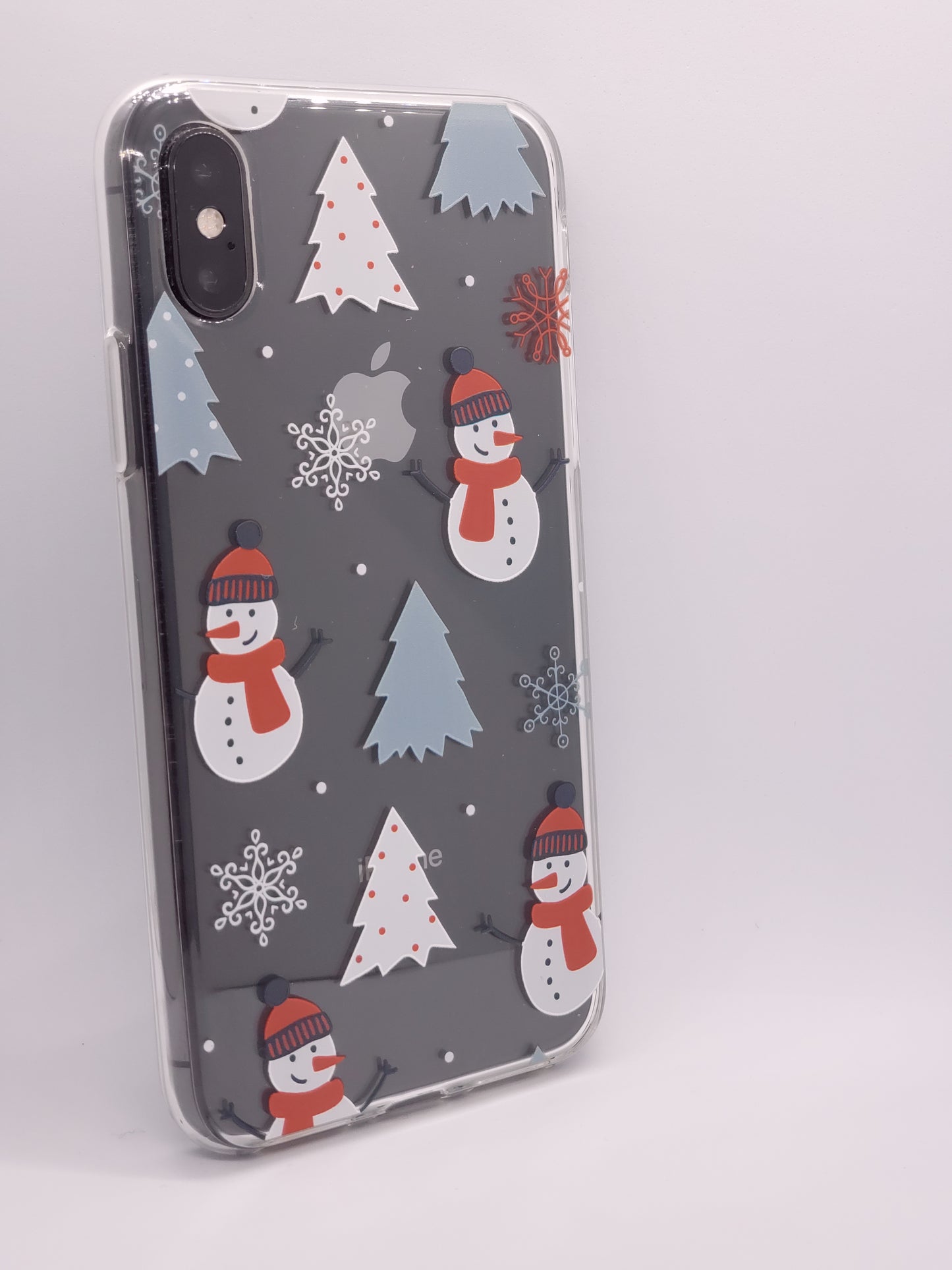 Funda transparente para iPhone Hombre de nieve navideño