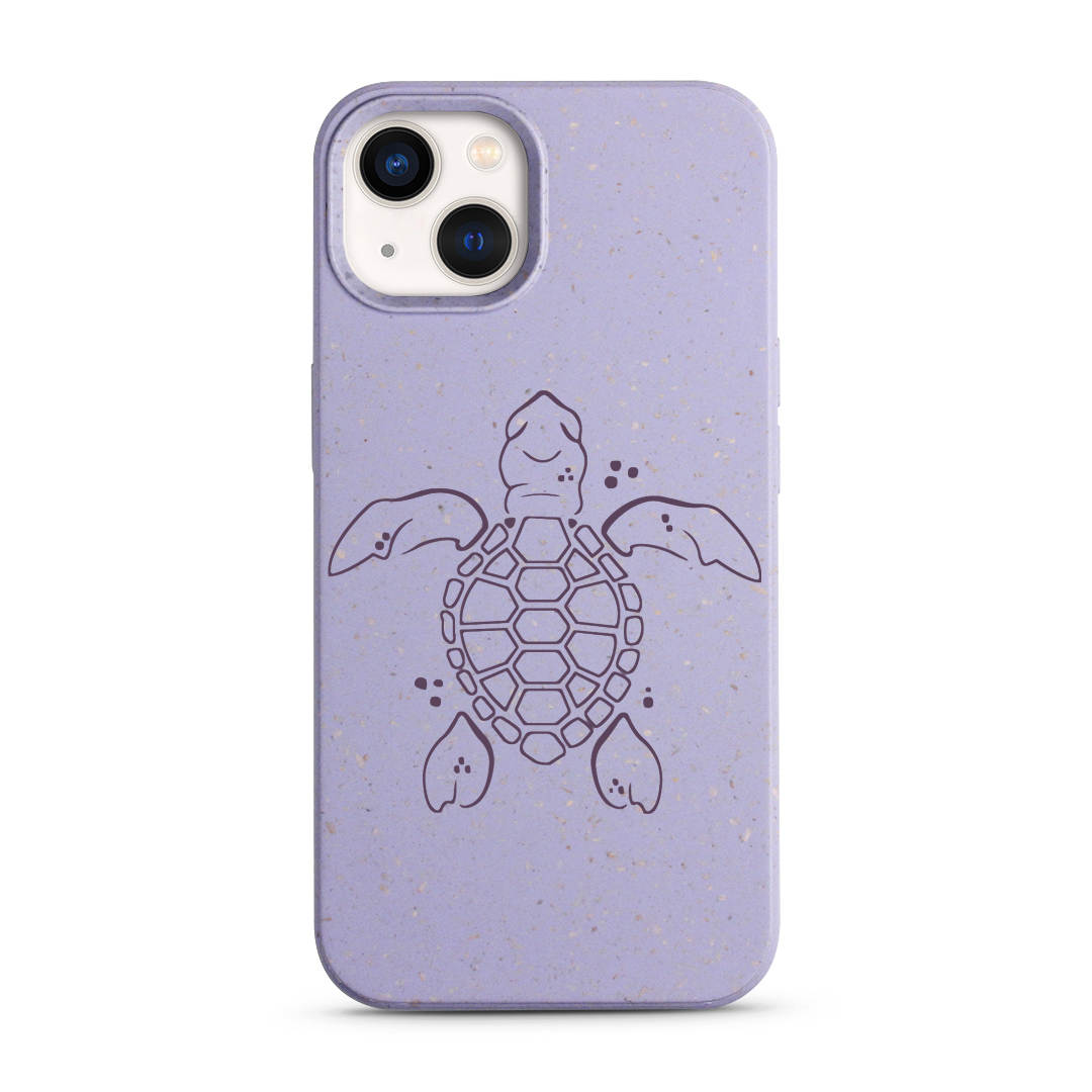 Funda biodegradable para iPhone con tortuga oceánica morada